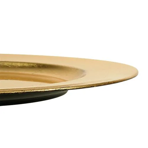 Plastikinė plokštelė Ø33cm auksinė su aukso lapo efektu | Floristik24.lt