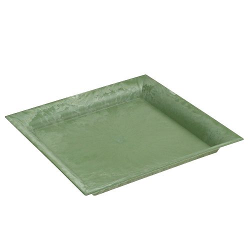 Floristik24 Plastikinė lėkštė žalia kvadratinė 26cm x 26cm