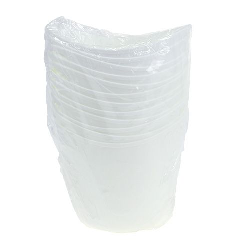 Floristik24 Plastikiniai puodai su rankenomis 12vnt. 14cmx12cm baltos spalvos
