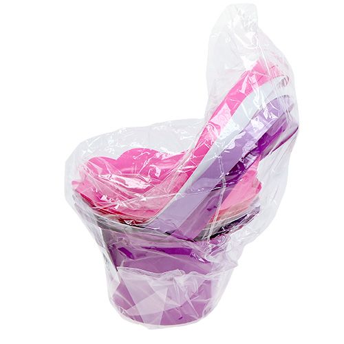 Floristik24 Plastikinis puodas su rankena spalvotas Ø15cm A9,5cm 10vnt