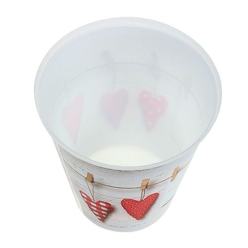 Floristik24 Plastikinis kremas su širdelėmis Ø12cm H13,5cm 1vnt