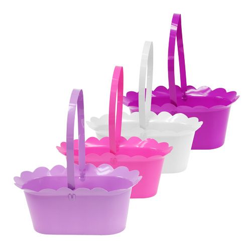 Floristik24 Plastikinis puodas ovalus su rankena įvairiaspalvis 21,5cm x 11cm 10vnt