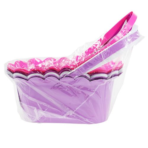 Floristik24 Plastikinis puodas ovalus su rankena įvairiaspalvis 21,5cm x 11cm 10vnt