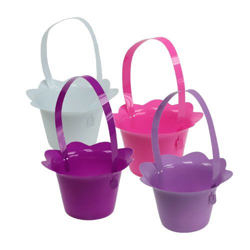 Floristik24 Plastikinis puodas su rankena spalvotas Ø15cm A9,5cm 10vnt