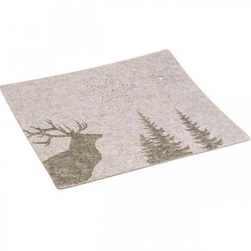 Floristik24 Kilimėlis Kalėdų stalo puošmena rudas veltinis 45×35cm 4vnt