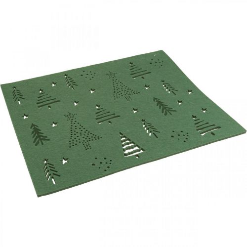 daiktų Padėklas Kalėdų stalo dekoravimui žalias veltinis 45×35cm 4vnt