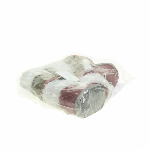 Floristik24 Eglutės papuošimai pliušinių batų pora pilka/rožinė 10cm x 8cm 2vnt