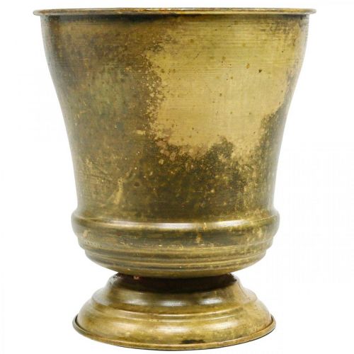 Senovinis vazonas metalinis puodelis vaza žalvaris Ø17cm H19cm | Floristik24.lt