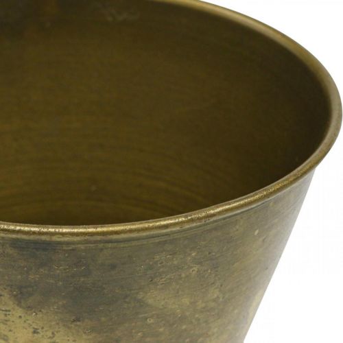 Floristik24 Senovinis vazonas metalinis puodelis vaza žalvaris Ø11,5cm H13,5cm