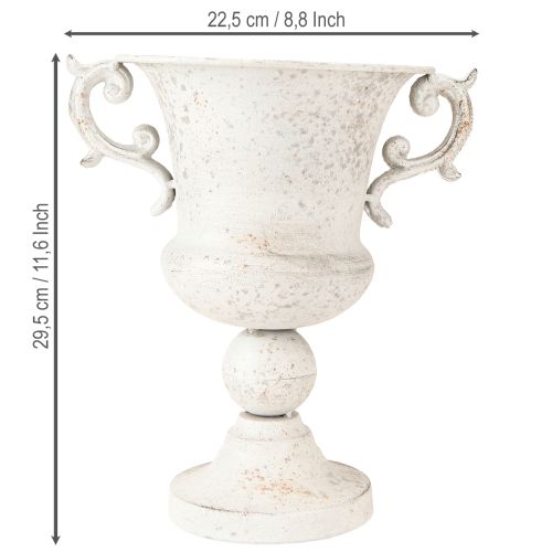 daiktų Puodelis su rankena metalinis dekoratyvinis sodinukas pilkas baltas H29,5cm