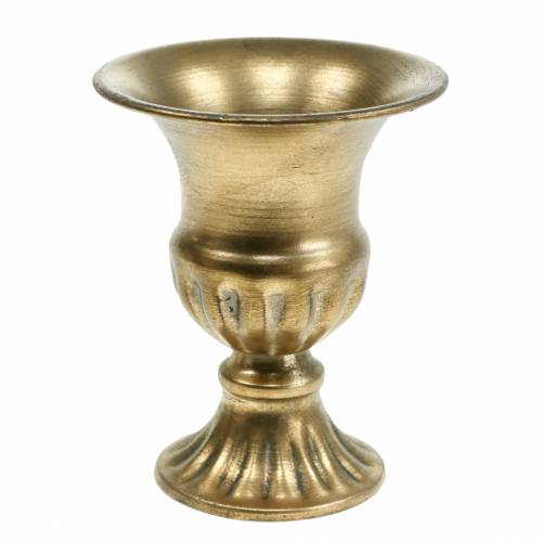 Floristik24 Dekoratyvinis puodelis auksinis Ø13,2cm H16,2cm senovinės išvaizdos