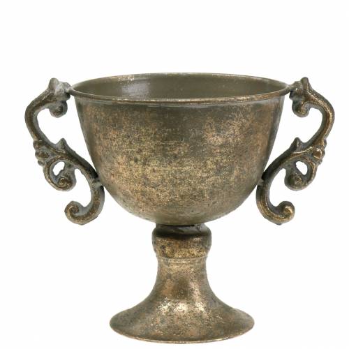 Metalinis puodelis senovinis auksas Ø14cm H16cm
