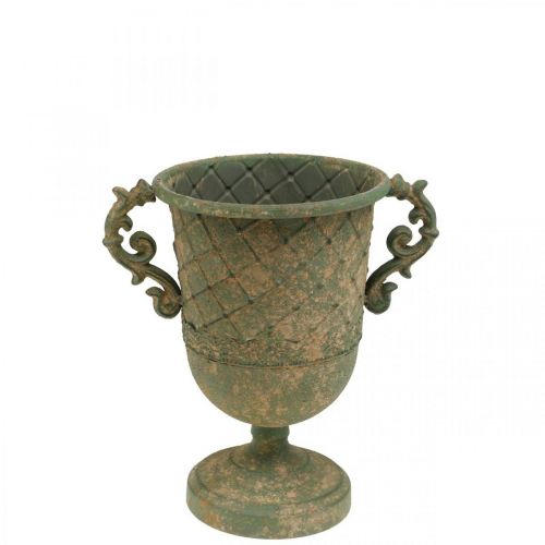 Floristik24 Puodelis sodinimui, taurė su rankenomis, metalinis indas senovinės išvaizdos Ø15,5cm H23,5cm