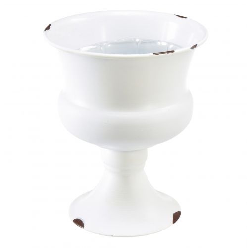 daiktų Puodelis sodinimui balto metalo shabby chic Ø13.5cm H19cm