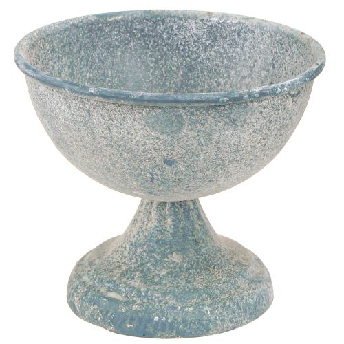 Floristik24 Puodelis Dubuo Mažas Metalinis Mėlynas Baltas Antikvarinis Ø12cm A10.5cm 2vnt