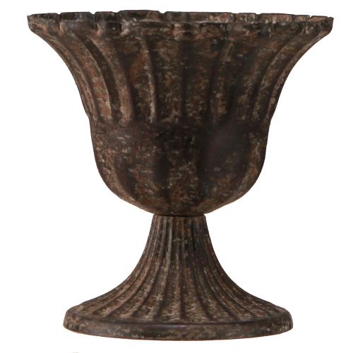 daiktų Puodelio vaza dekoratyvinis puodelis metalinis rudas senovinis Ø14cm H12cm