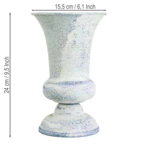 daiktų Taurės vaza Chalice Design Antique White Blue Ø16.5cm H24cm