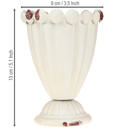 daiktų Puodelio vaza metalinė dekoratyvinė taurė kreminė ruda Ø9cm H13cm