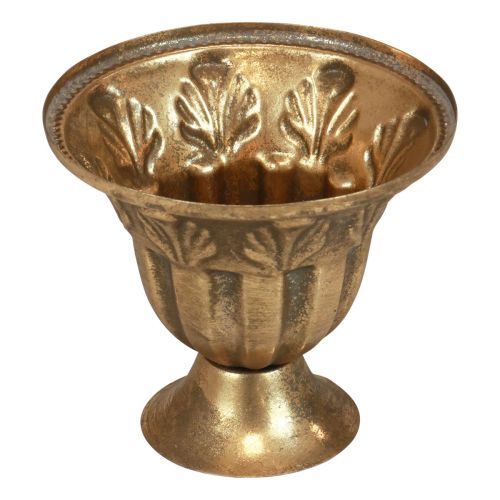 Puodelio vazos dekoravimas puodelis metalinis auksinis antikvarinis vaizdas Ø13cm H11,5cm