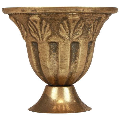 Floristik24 Puodelio vazos dekoravimas puodelis metalinis auksinis antikvarinis vaizdas Ø13cm H11,5cm