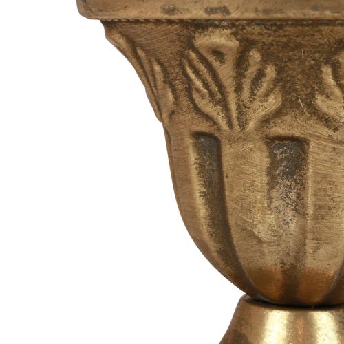 Floristik24 Puodelio vazos dekoravimas puodelis metalinis auksinis antikvarinis vaizdas Ø13cm H11,5cm