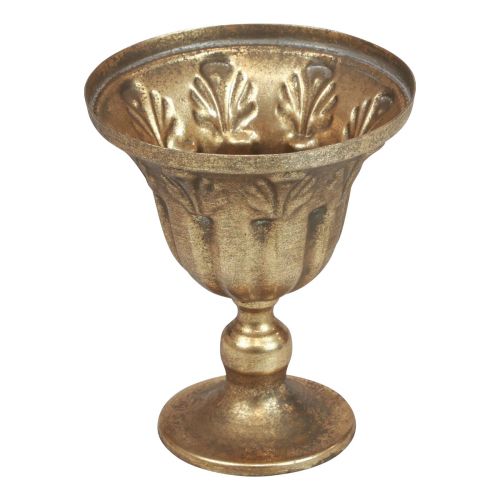 Puodelio vazos dekoravimo taurė metalinė taurė auksinė senovinė Ø13cm H15,5cm