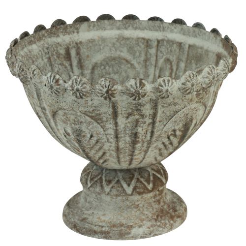 Floristik24 Puodelis vaza metalinis dekoratyvinis puodelis rudas baltas Ø15cm H12,5cm