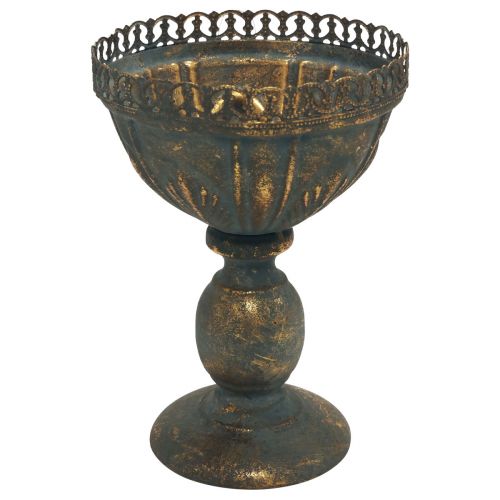 Puodelis vaza metalinis dekoratyvinis trofėjus auksinis pilkas antikvarinis Ø15.5cm H22cm