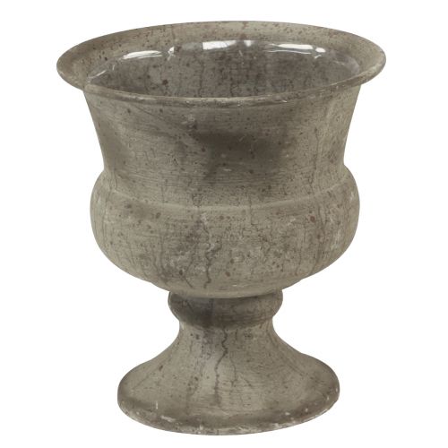 Puodelis vaza metalinis dekoratyvinis dubuo pilkas antikvarinis Ø13,5cm H15cm