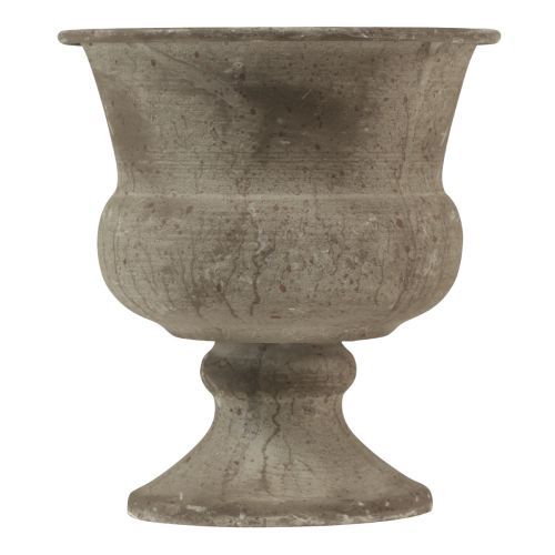 Floristik24 Puodelis vaza metalinis dekoratyvinis dubuo pilkas antikvarinis Ø13,5cm H15cm