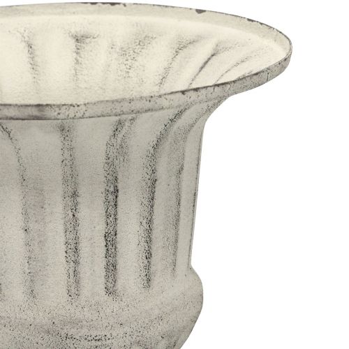Floristik24 Puodelis Vaza Metal Deco Shabby Chic Balta Pilka H24cm Ø20cm