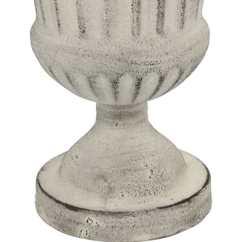 Floristik24 Puodelis Vaza Metal Deco Shabby Chic Balta Pilka H24cm Ø20cm