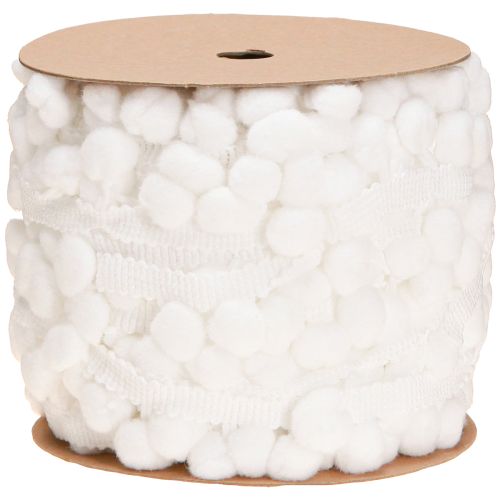 daiktų Pom Pom juostelė Balta dekoratyvinė juostelė su pomponais 20mm 15m