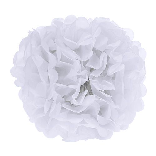 Pomponinis popierius Ø30cm baltas 5vnt