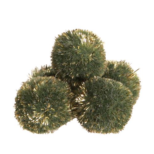 Pomponai su blizgučiais žaliais 2,5cm pomponai 2 maišeliai – 24 vnt