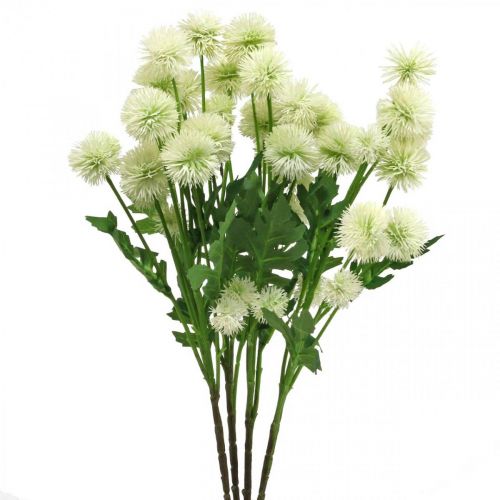 Dirbtinė šakelė pomponas dekoratyvinė šakelė balta 61cm 4vnt