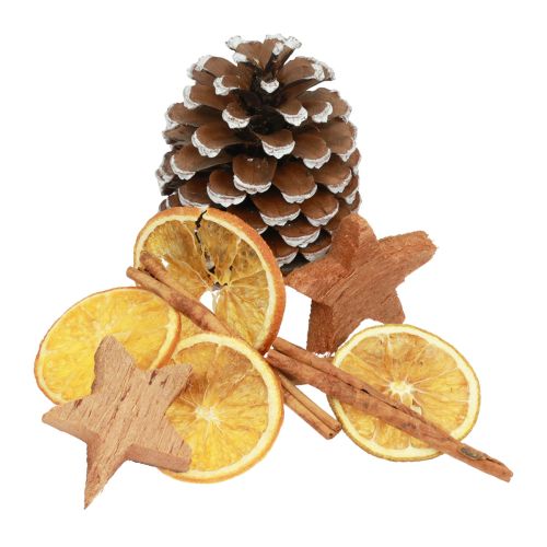 Floristik24 Popuris kalėdinio apelsino griežinėliai spurgai cinamono mediena 150g
