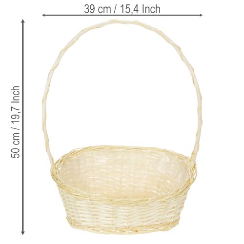 Dovanų krepšelis, maždaug 38 cm x 27 cm, šviesios spalvos | Floristik24.lt