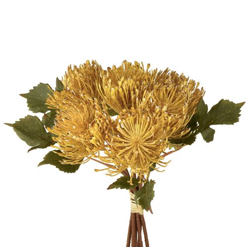 Dirbtinės protea smeigtukų pagalvėlės Leucospermum geltonos 30 cm 6 vnt.