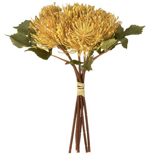 daiktų Dirbtinės protea smeigtukų pagalvėlės Leucospermum geltonos 30 cm 6 vnt.