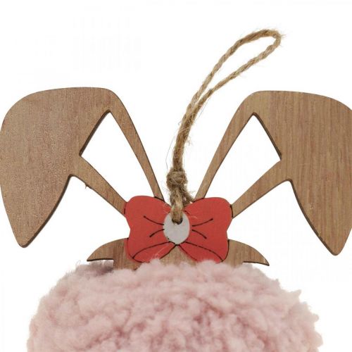 Pakabukas zuikis rožinis medinis deko pakabukas Ø5cm-10cm 6 vnt