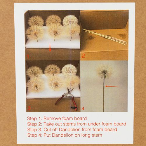 daiktų Dirbtinė kiaulpienės dekoratyvinė gėlė moderniam interjero dizainui, namų aksesuaras, 50 cm, 4 vnt.