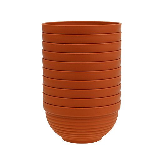 daiktų R formos dubenėlis plastikinis terakotos spalvos Ø19cm, 10 dalių