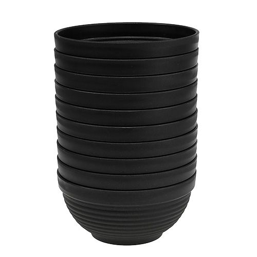 daiktų R formos plastikiniai dubenėliai antracito spalvos, 19 cm, 10 vnt.
