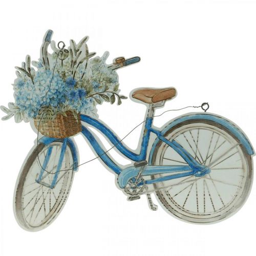 daiktų Deco ženklas medinis dviratis vasaros deko ženklas pakabinti mėlynas, baltas 31 × 25 cm