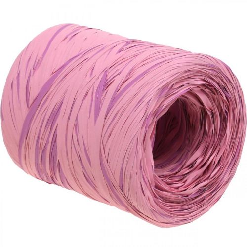 daiktų Raffia daugiaspalvė dovanų juostelė rožinė-rožinė, floristų reikmenys, dekoratyvinė juostelė L200m