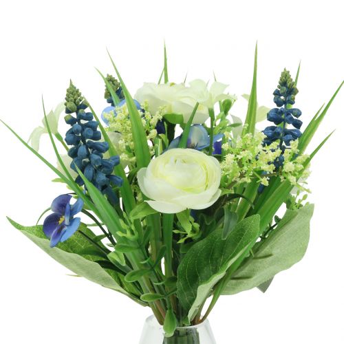 Floristik24 Ranunculus puokštė su vynuogių hiacintais balta 25cm