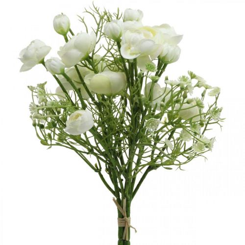 Floristik24 Ranunculus Puokštė Dirbtinės Gėlės Šilkinės Gėlės Baltos L37cm