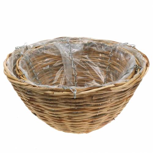 Floristik24 Pakabinamas rotango krepšelis Ø35 / Ø40cm, rinkinyje 2 vnt
