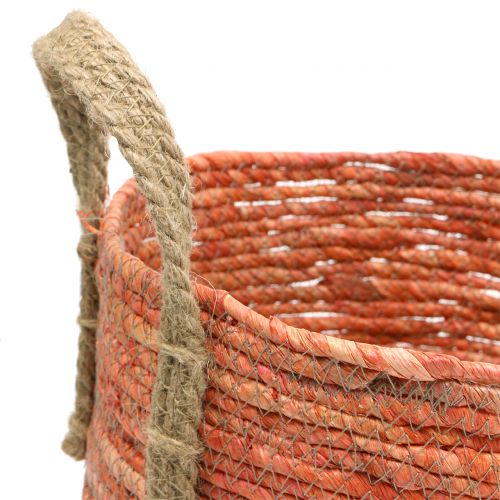 Floristik24 Rotango krepšelis natural/oranžinė Ø40/32/26cm 3vnt